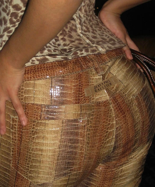 Jean Paul Gaultier 2000s croco print patchwork pants